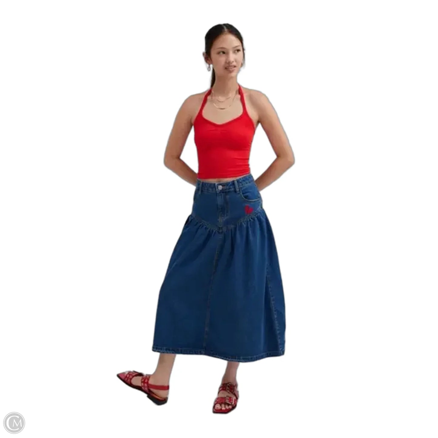 Skirt Maxi By Kimichi Blue In Blue Denim, Size: S