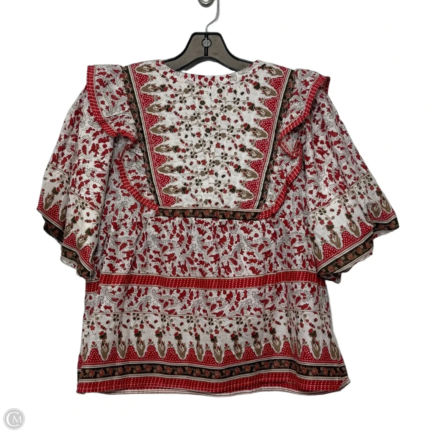 Top Short Sleeve By Calypso St Barth In Red & White, Size: M