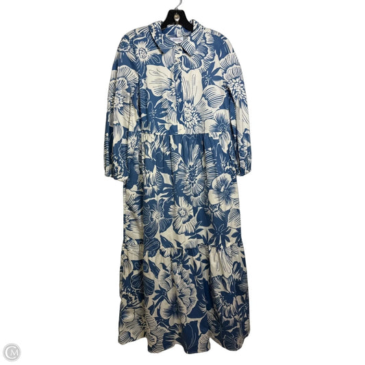 Dress Casual Maxi By Tahari By Arthur Levine In Blue & White, Size: M