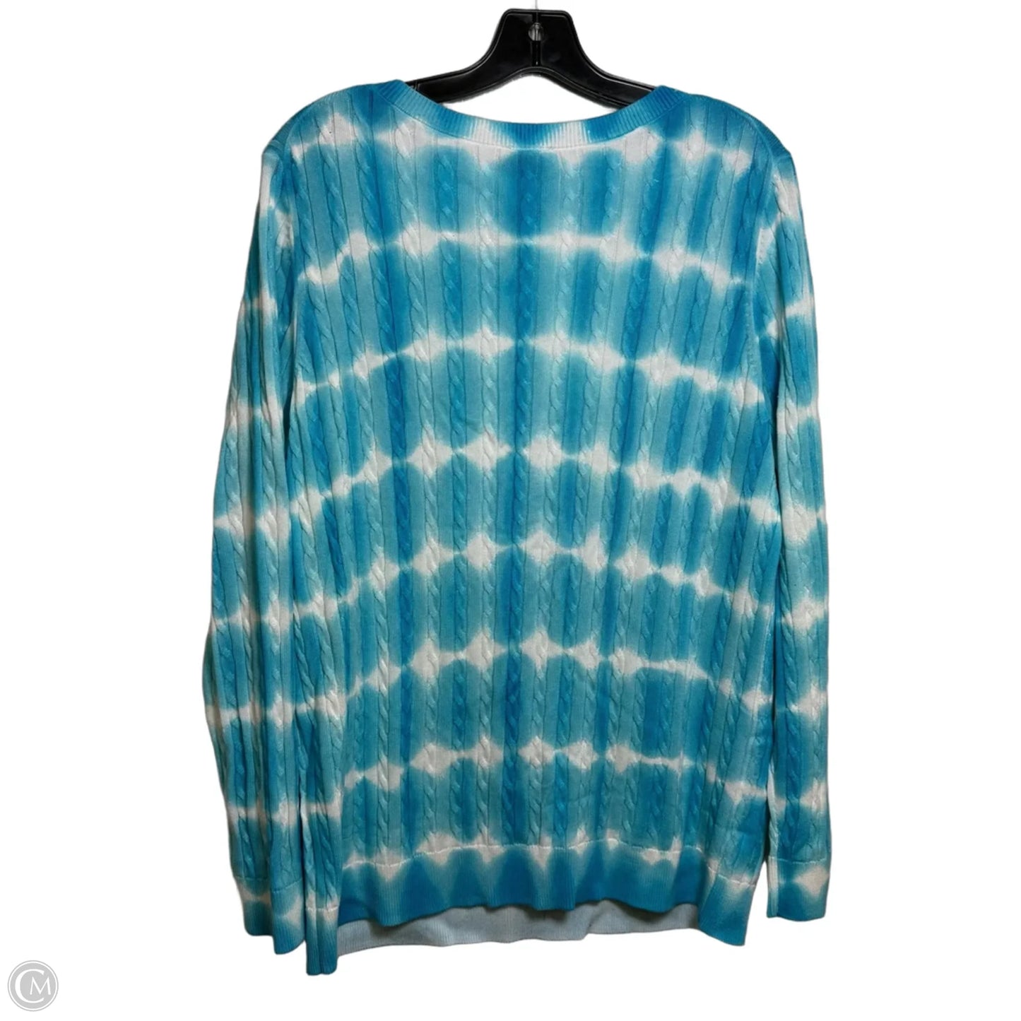 Sweater By Talbots In Blue & White, Size: 1x
