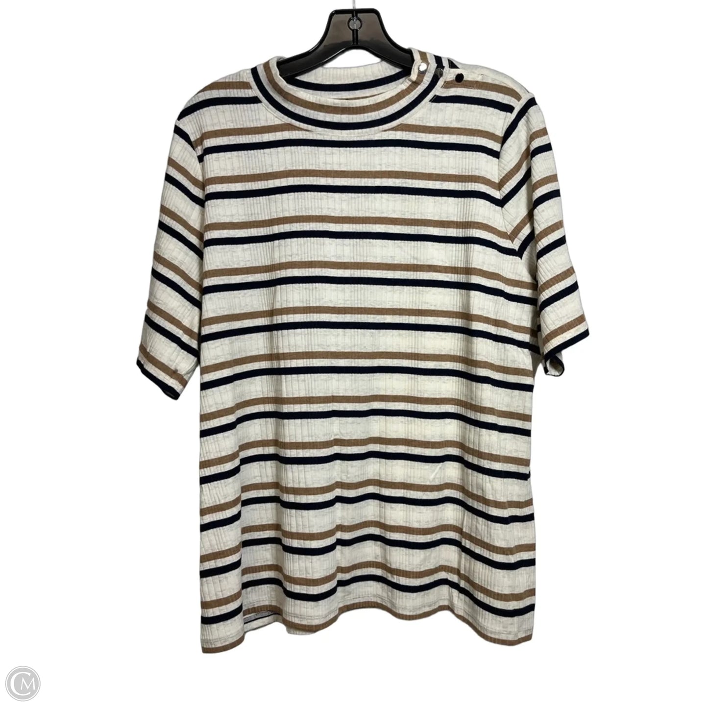 Top Short Sleeve By Talbots In Striped Pattern, Size: 2x