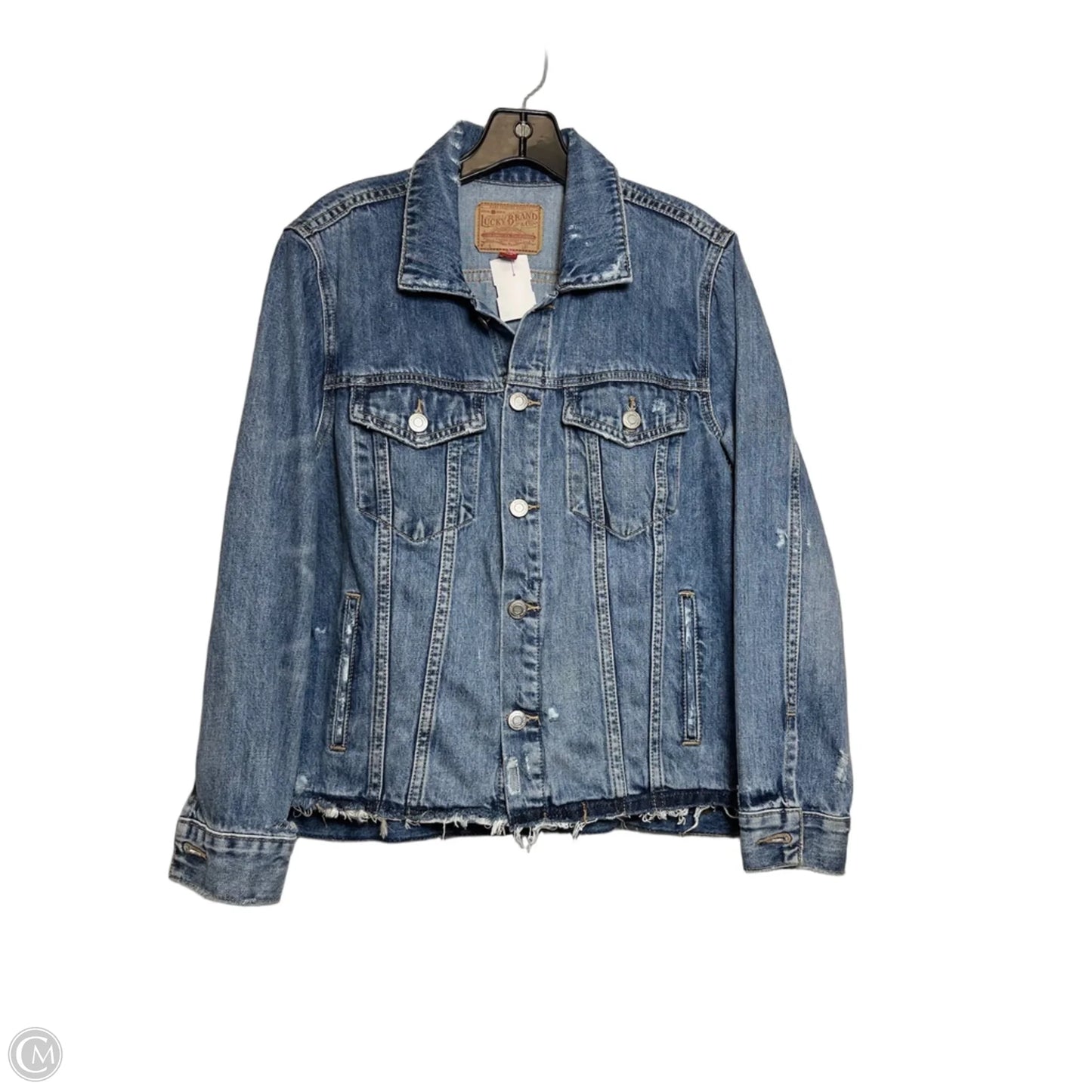 Jacket Denim By Lucky Brand In Blue Denim, Size: L