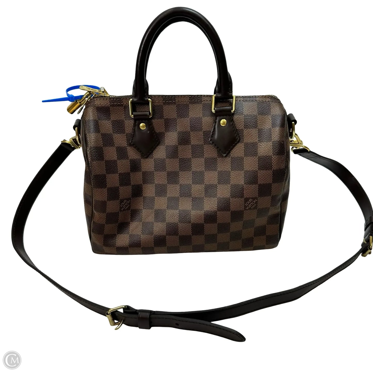 Speedy Bandoulière 25 in Damier Ebene canvas Crossbody Luxury Designer By Louis Vuitton, Size: Small