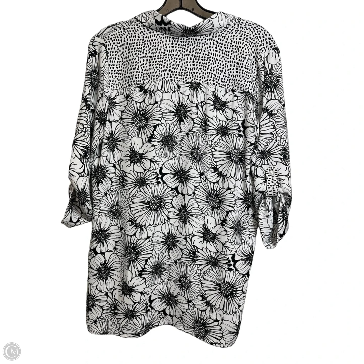 Top 3/4 Sleeve By Chicos In Black & White, Size: Xs
