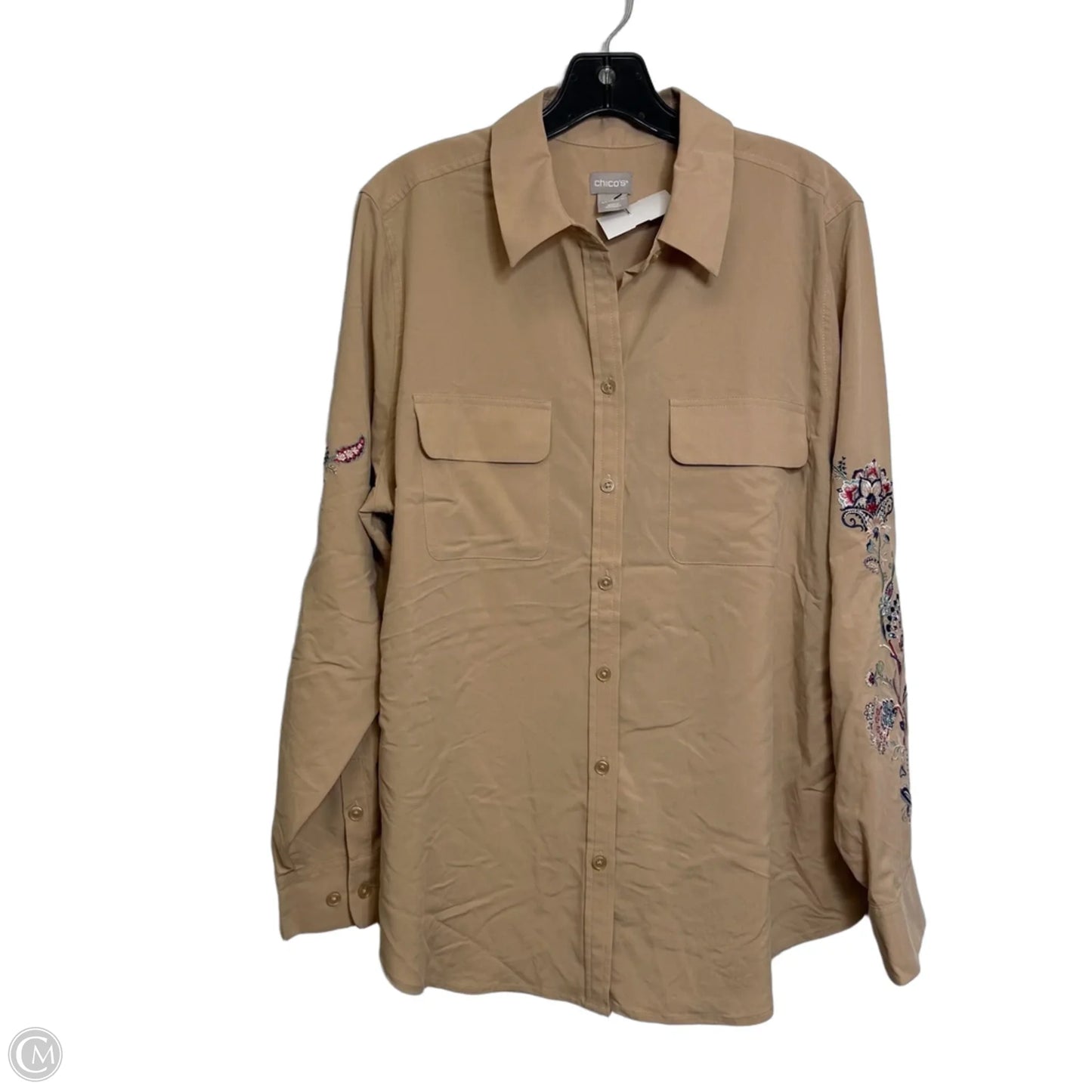 Top Long Sleeve By Chicos In Tan, Size: L