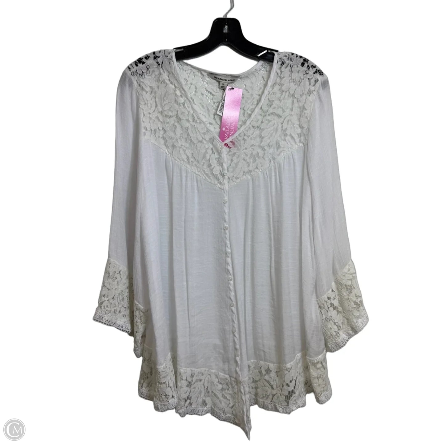 Top Long Sleeve By Zac And Rachel In White, Size: 2x