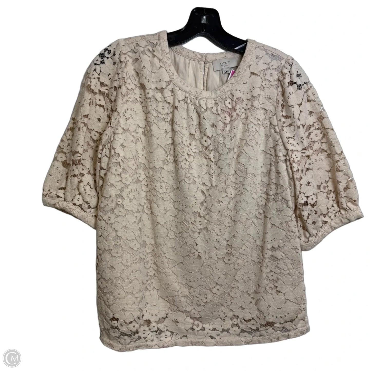 Top Short Sleeve By Loft In Ivory, Size: S