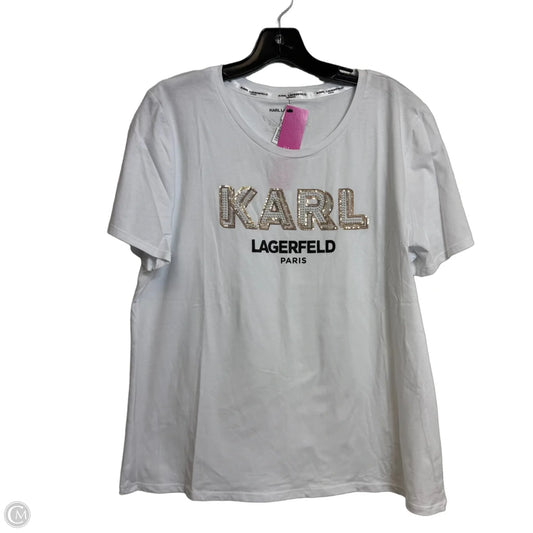 Top Short Sleeve Designer By Karl Lagerfeld In White, Size: L