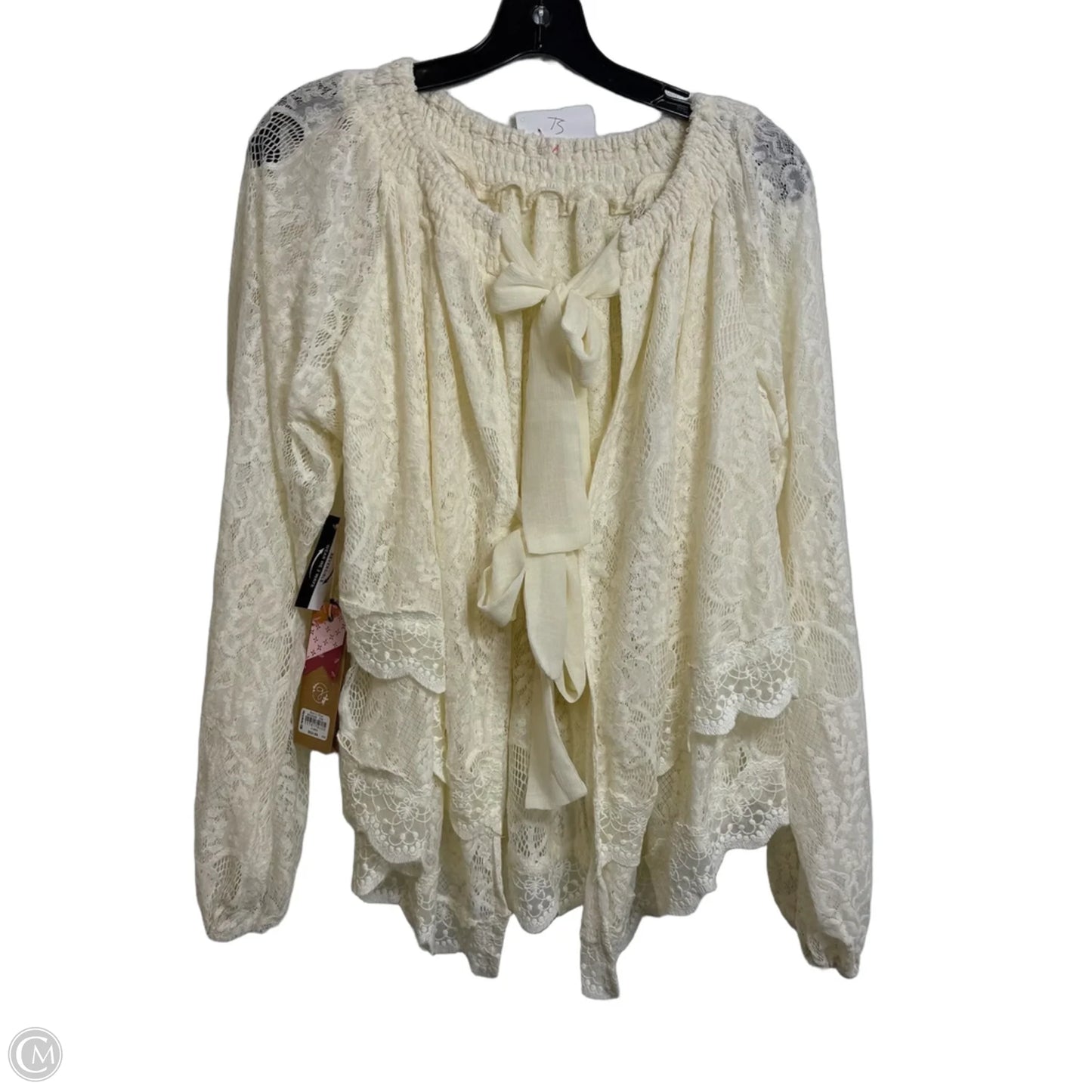 Top Long Sleeve By Gimmicks In Ivory, Size: Xl