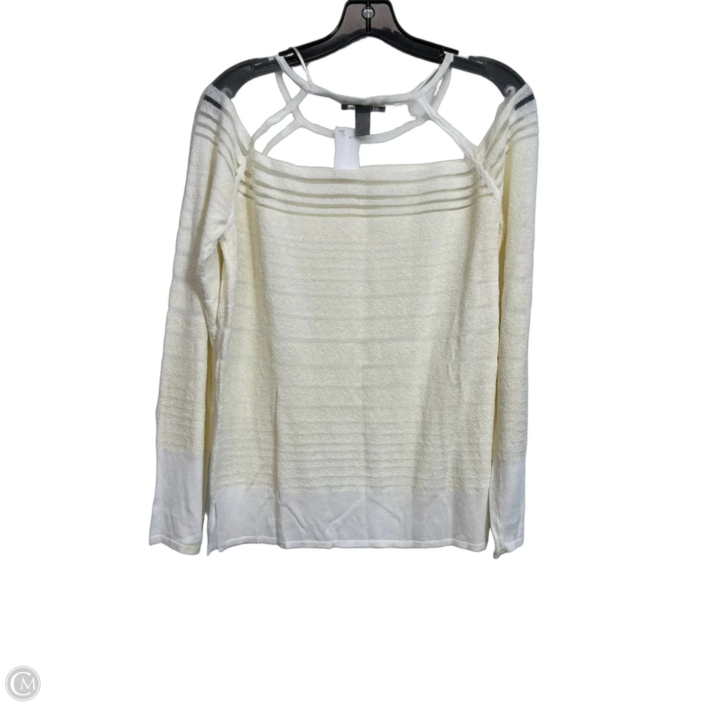 Top Long Sleeve By Inc In Ivory, Size: L