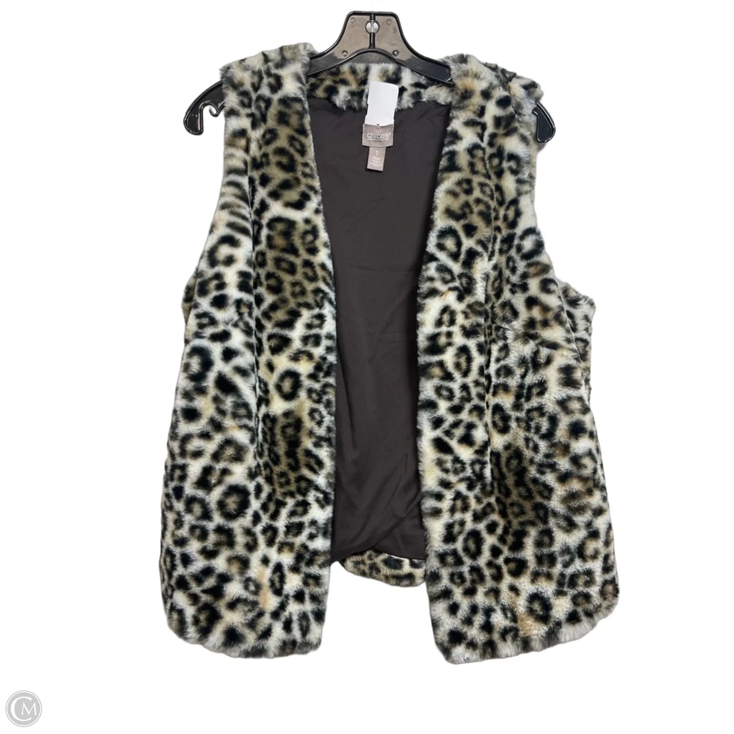 Vest Faux Fur & Sherpa By Chicos In Animal Print, Size: S