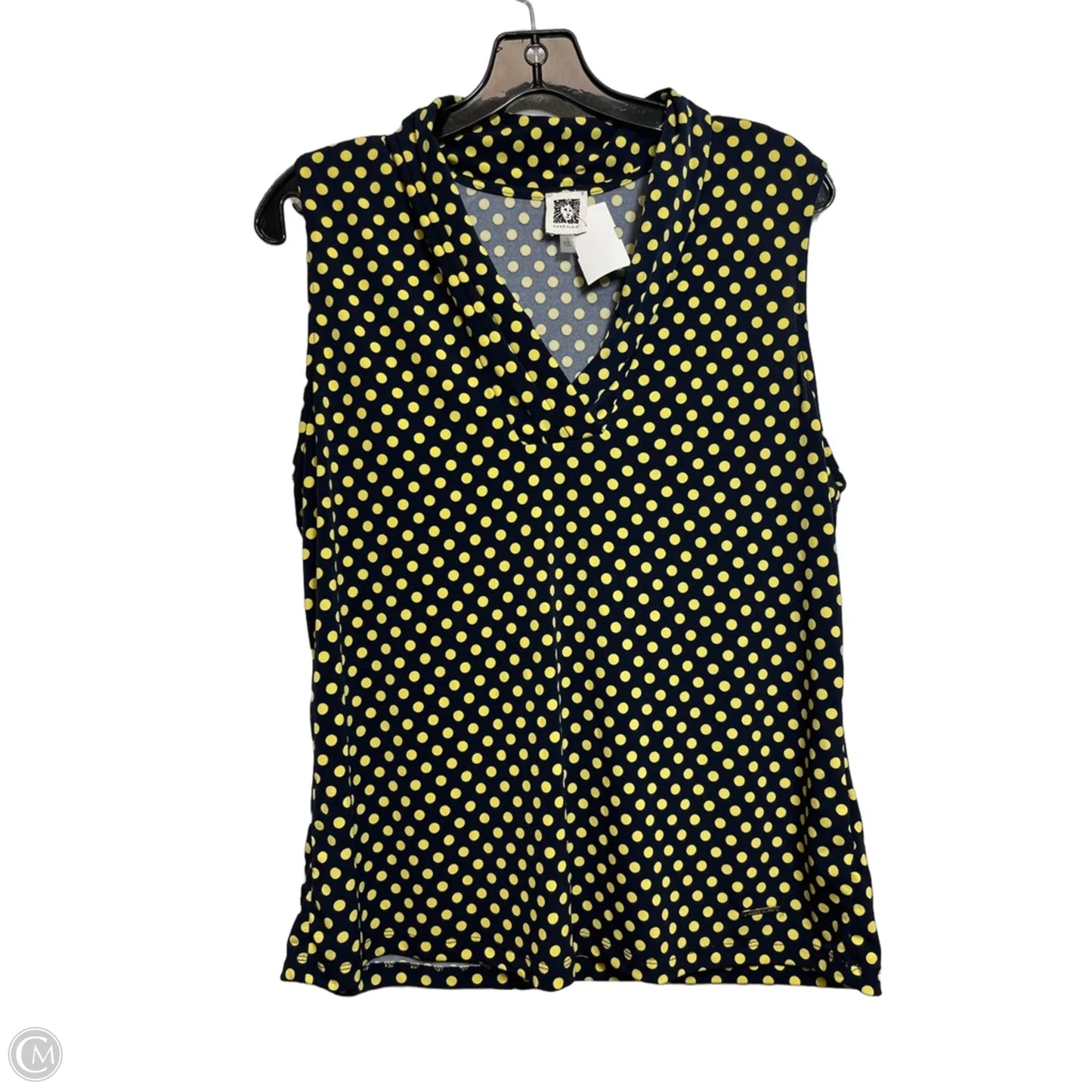 Top Sleeveless By Anne Klein In Black & Yellow, Size: L