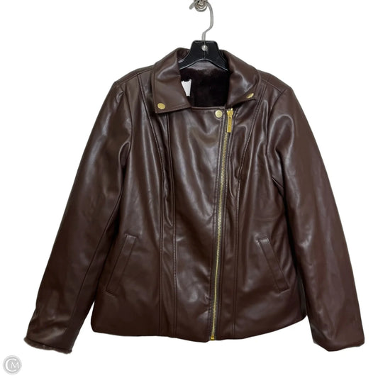 Reversible Jacket Faux Fur & Sherpa By Iman In Brown, Size: M