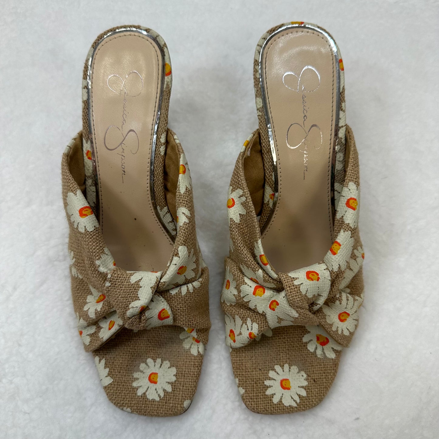 Flowered Sandals Heels Block Jessica Simpson, Size 8.5