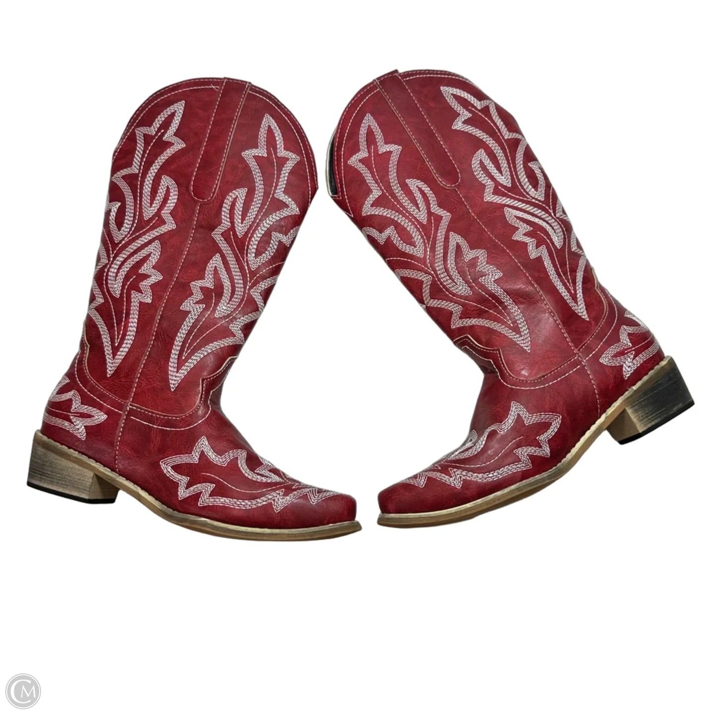 Boots Mid-calf Heels By Clothes Mentor In Red, Size: 7