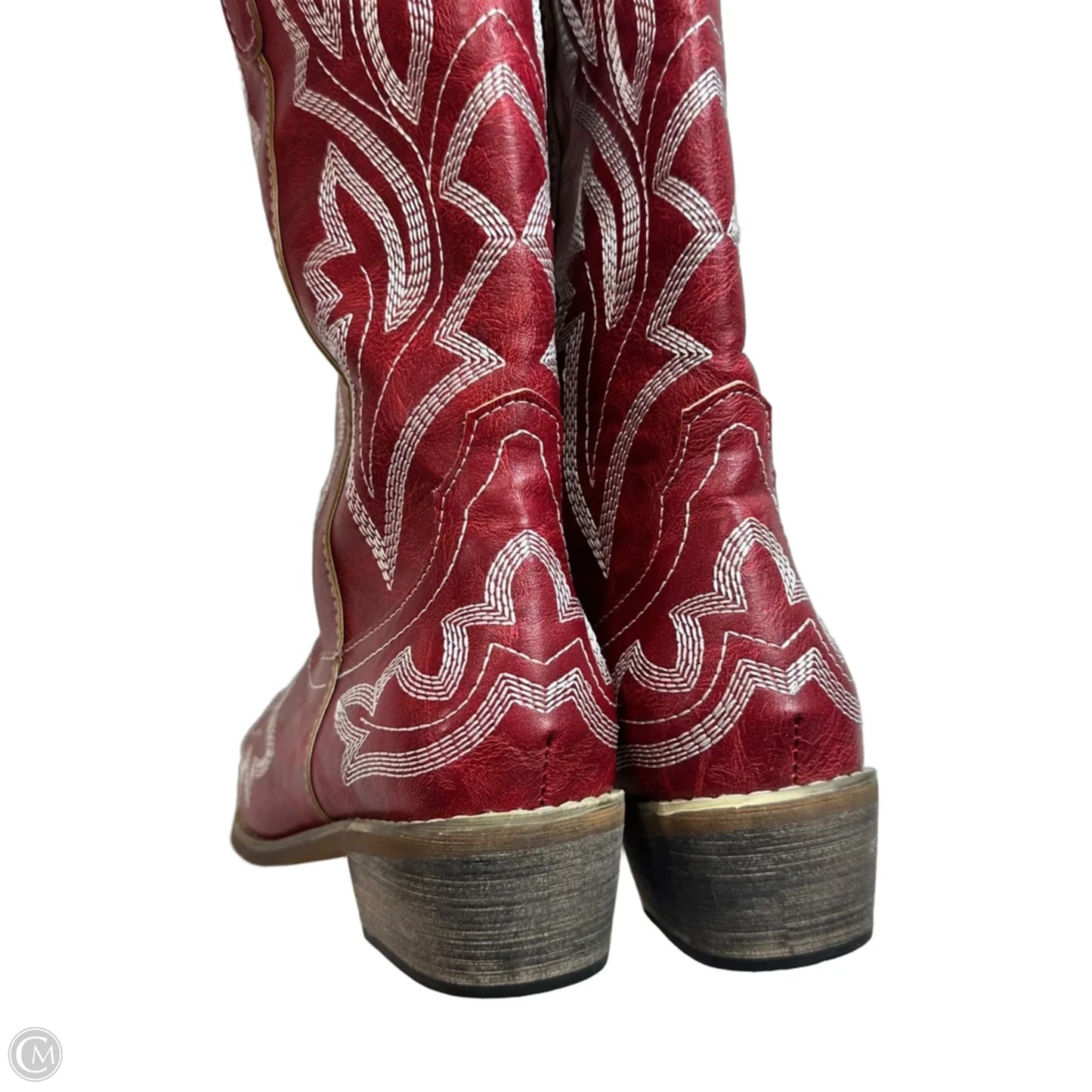 Boots Mid-calf Heels By Clothes Mentor In Red, Size: 7