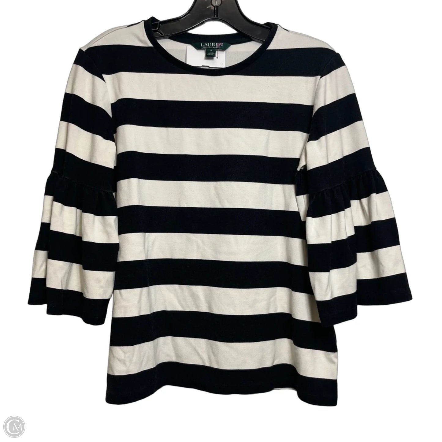 Top 3/4 Sleeve By Lauren Ralph Lauren In Black & White, Size: S