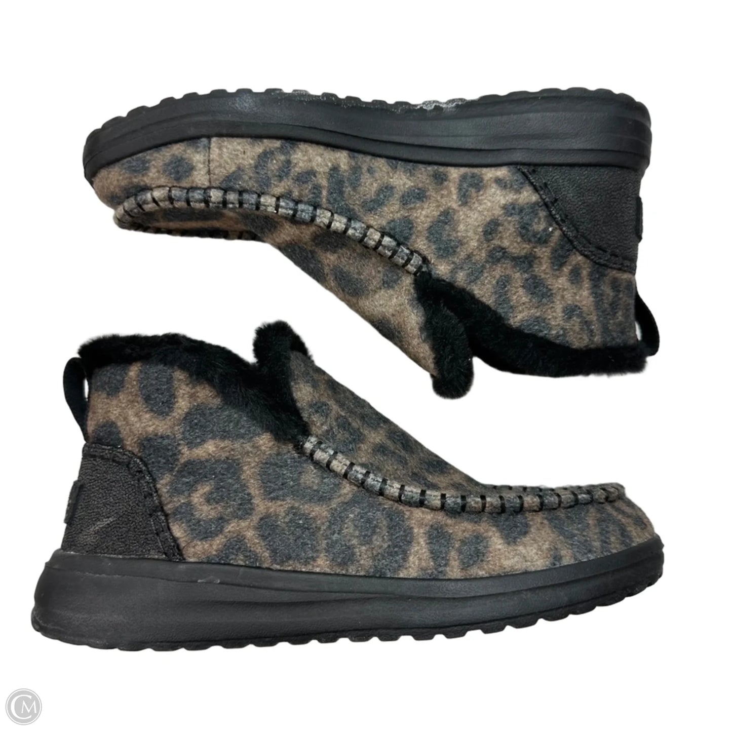 Boots Ankle Flats By Hey Dude In Leopard Print, Size: 8