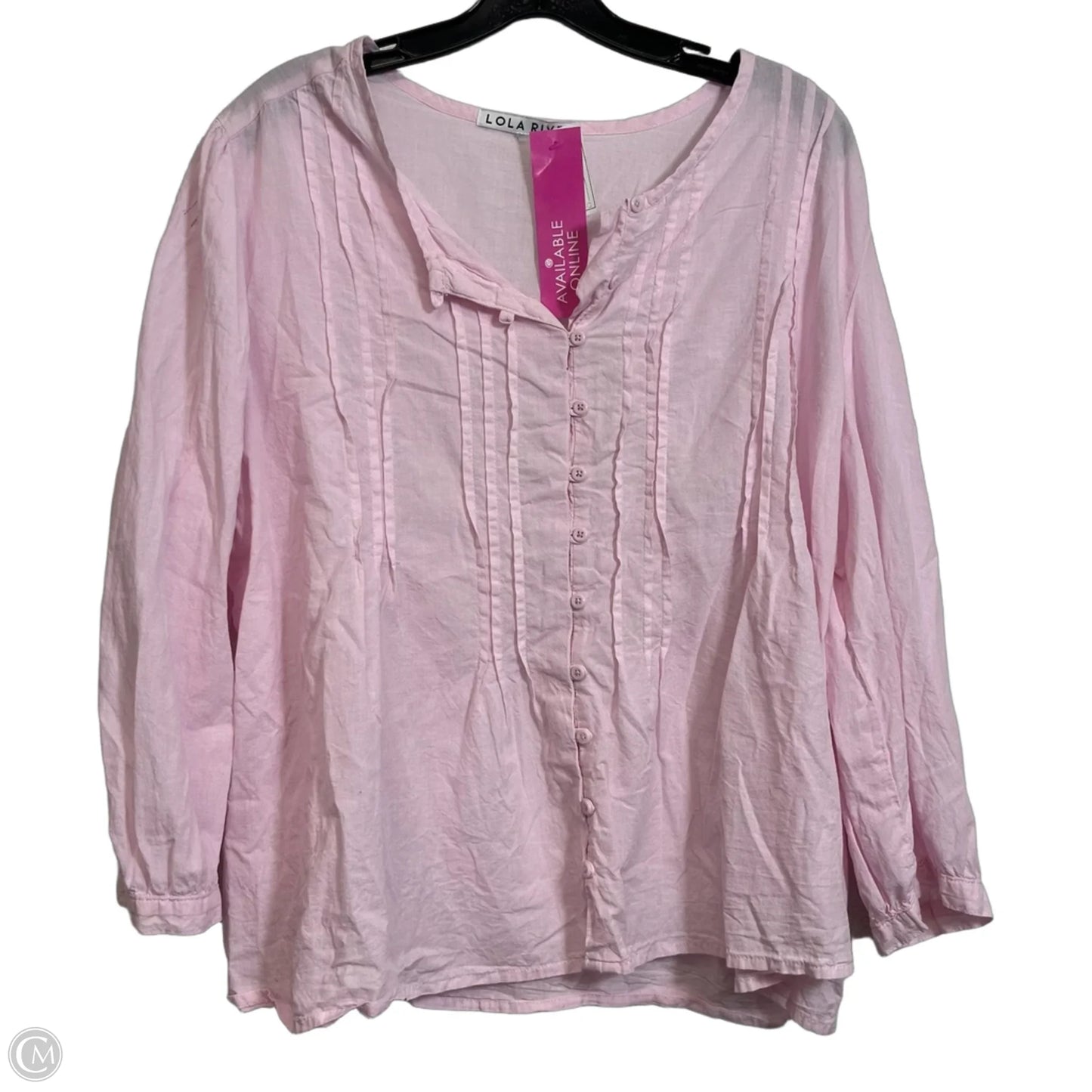 Top Long Sleeve By Lola River In Pink, Size: L