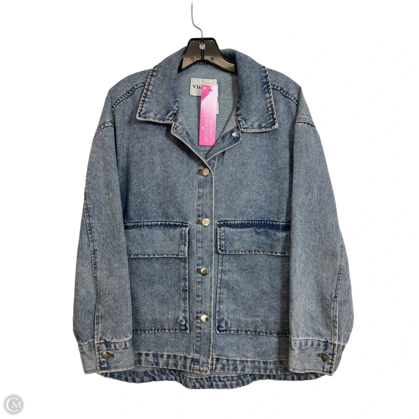 Jacket Denim By Vigoss In Blue Denim, Size: L