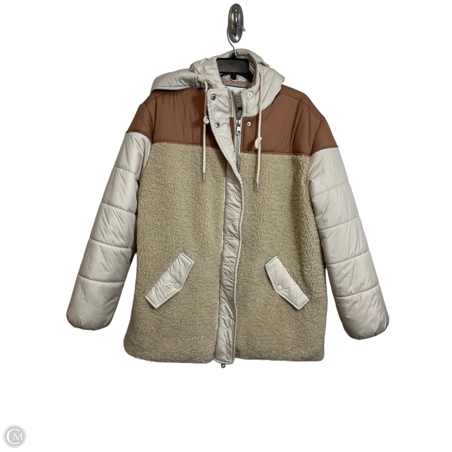 Coat Faux Fur & Sherpa By Bagatelle In Cream, Size: M