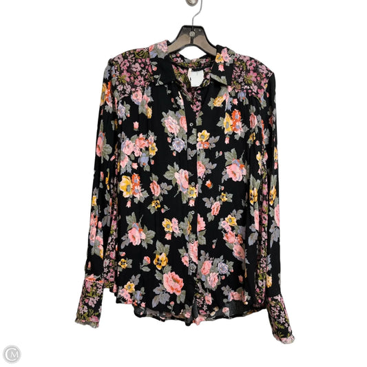 Top Long Sleeve By Free People In Floral Print, Size: L