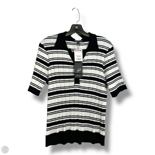 Top Short Sleeve By Adrianna Papell In Black, Size: L