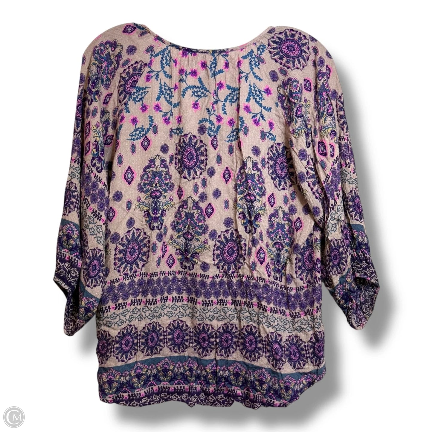 Top 3/4 Sleeve By Clothes Mentor In Purple & Tan, Size: M