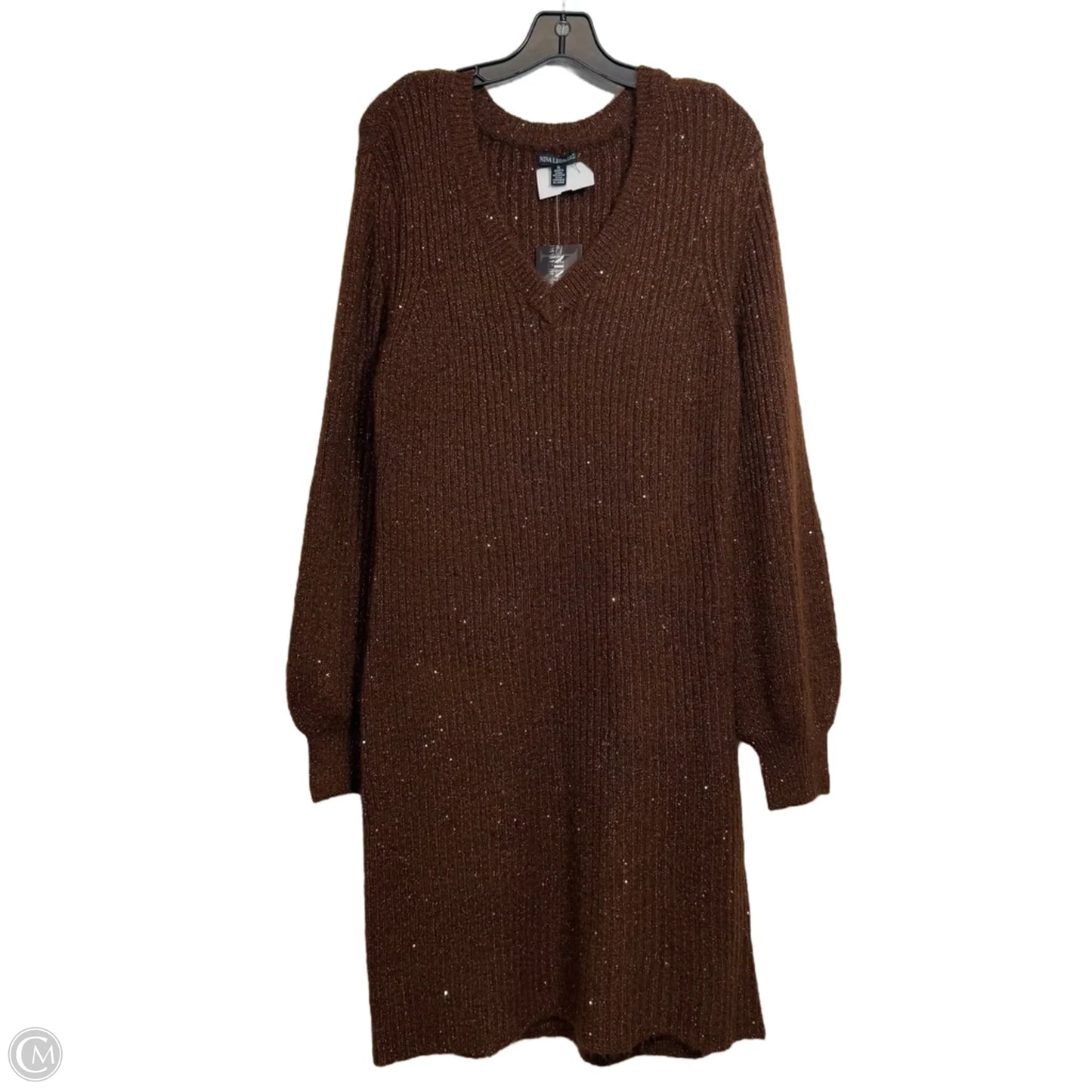 Dress Party Midi By Nina Leonard In Brown, Size: Xl