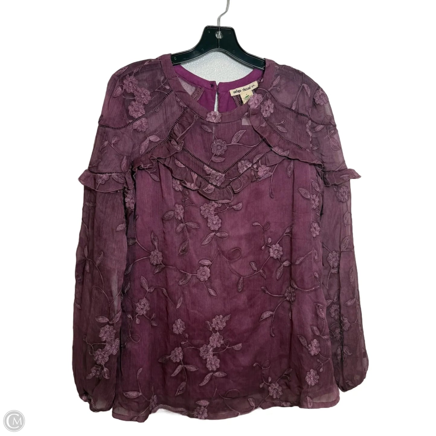 Blouse Long Sleeve By Indigo Thread In Purple, Size: M