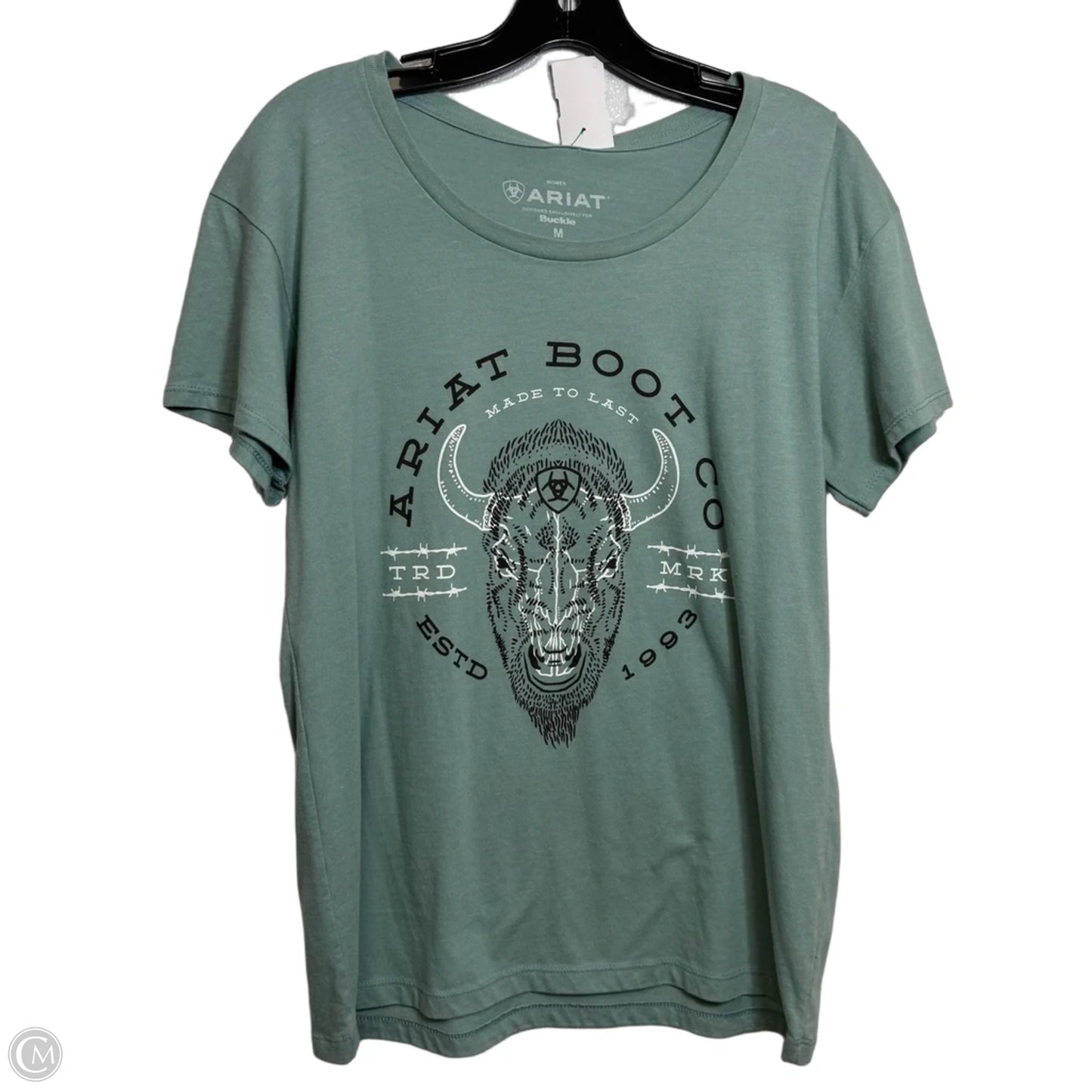 Top Short Sleeve By Ariat In Green, Size: M