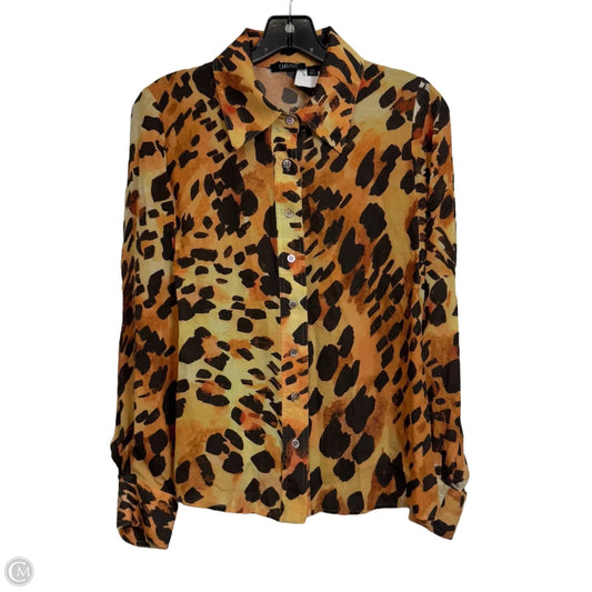 Top Long Sleeve By Carlisle In Animal Print, Size: M