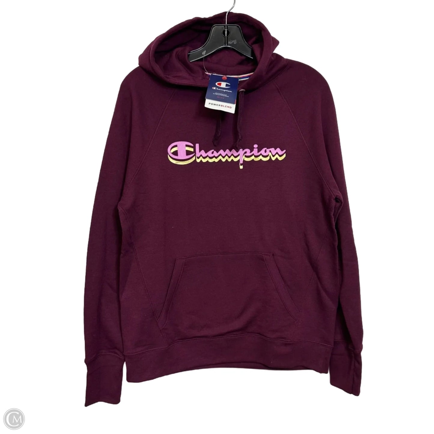 Sweatshirt Hoodie By Champion In Maroon, Size: M