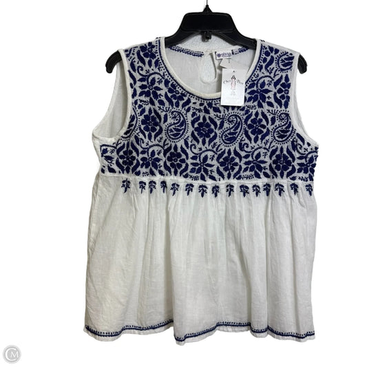 Top Sleeveless By Clothes Mentor In Blue & White, Size: L