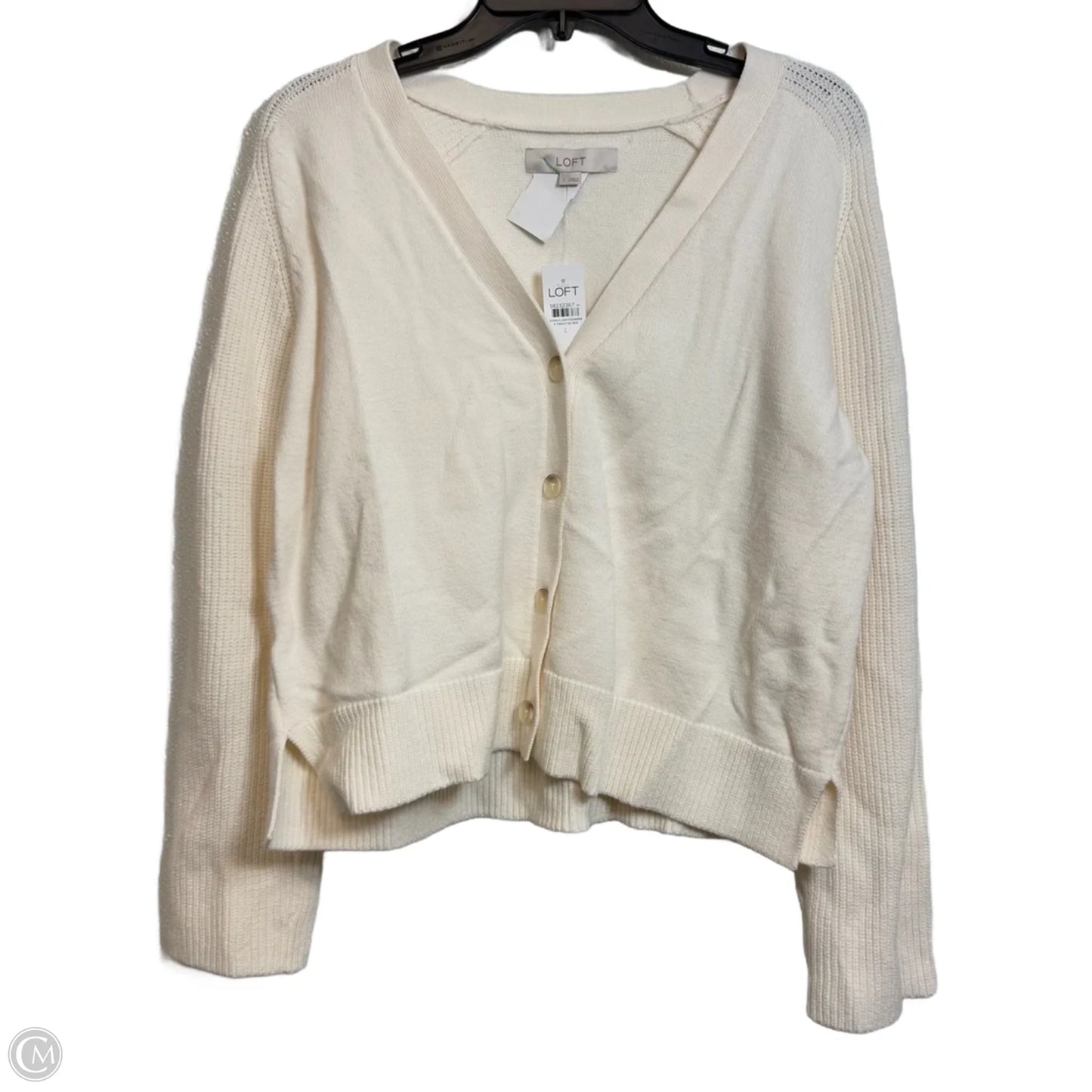 Cardigan By Loft In Cream, Size: L
