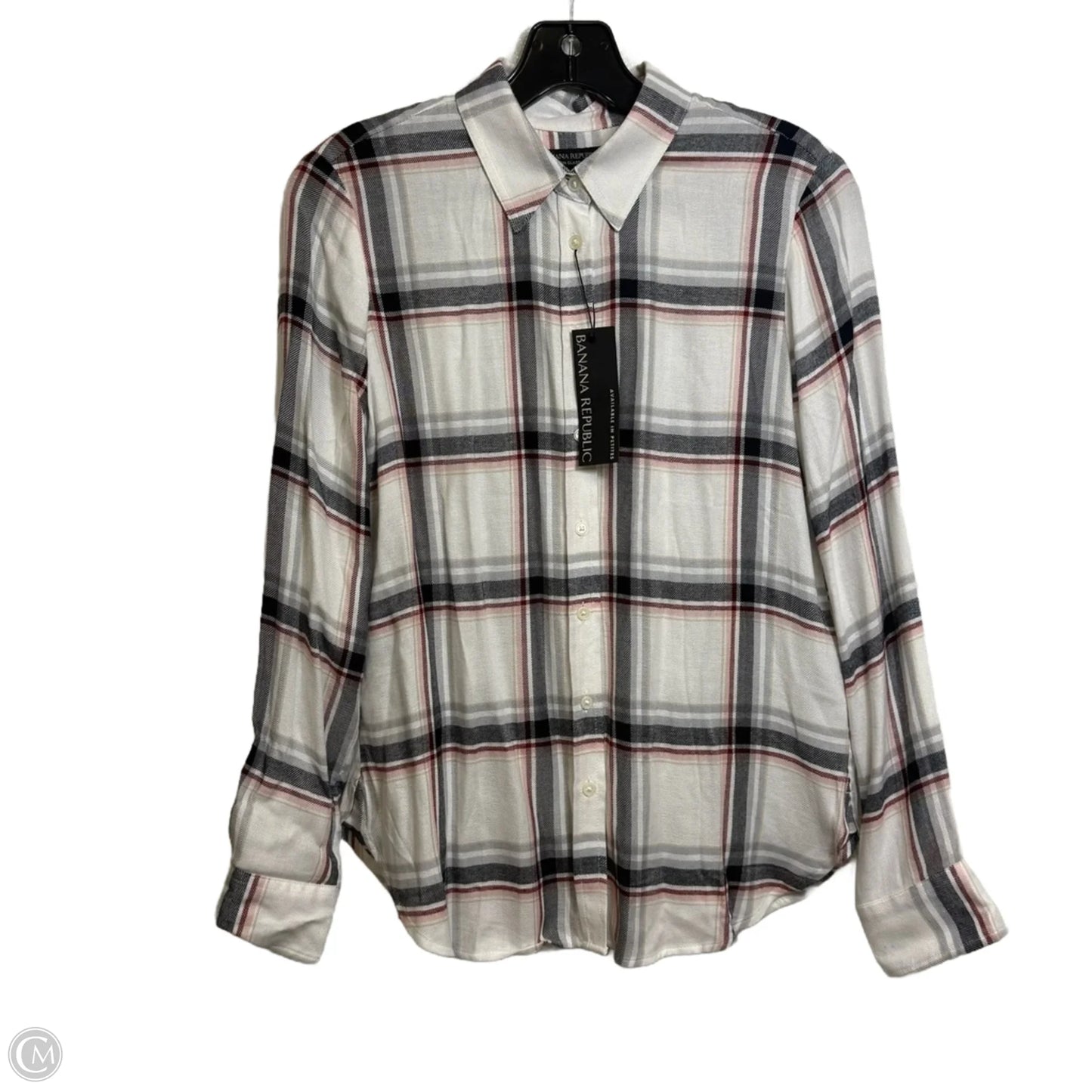 Top Long Sleeve By Banana Republic In Plaid Pattern, Size: Xs