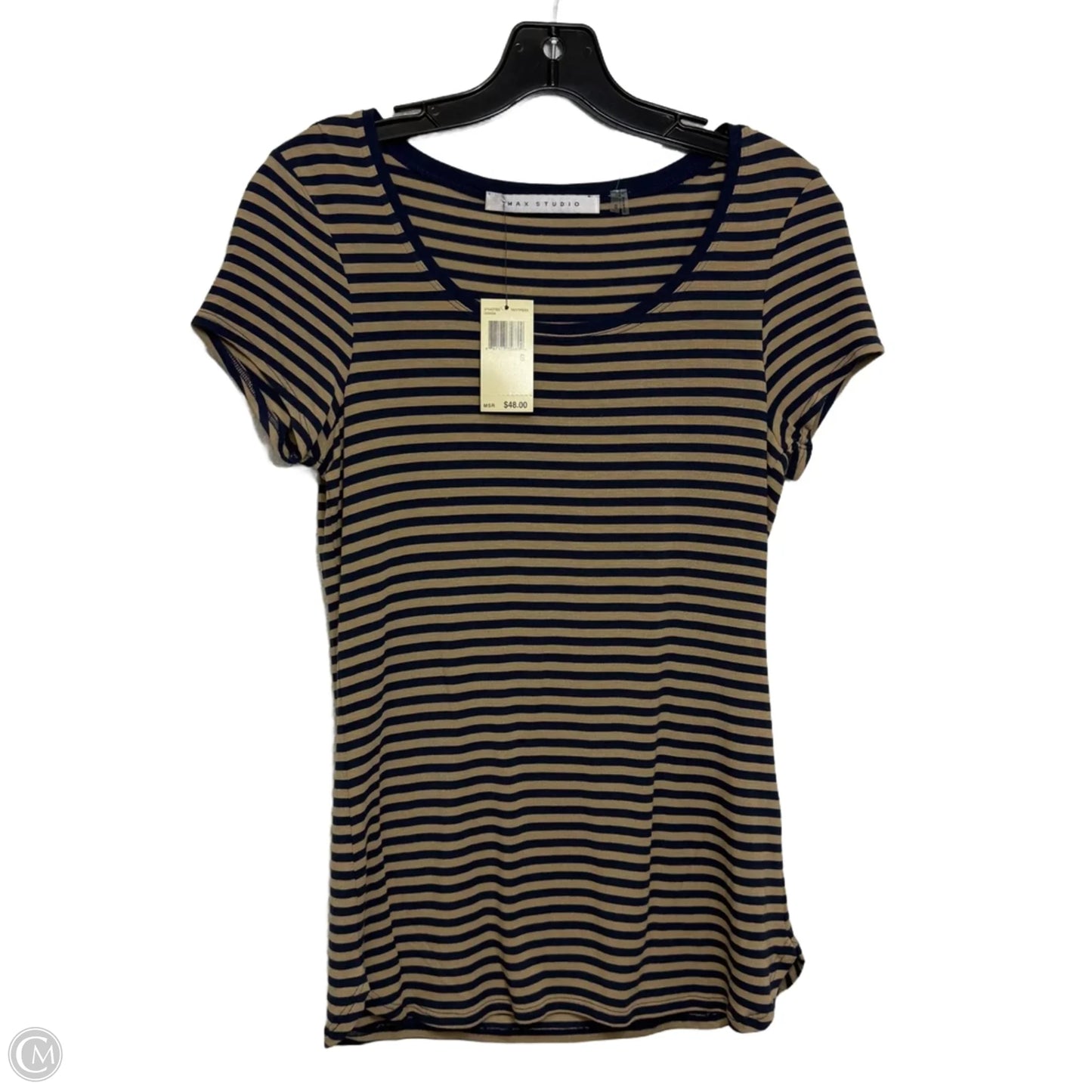 Top Short Sleeve By Max Studio In Striped Pattern, Size: S