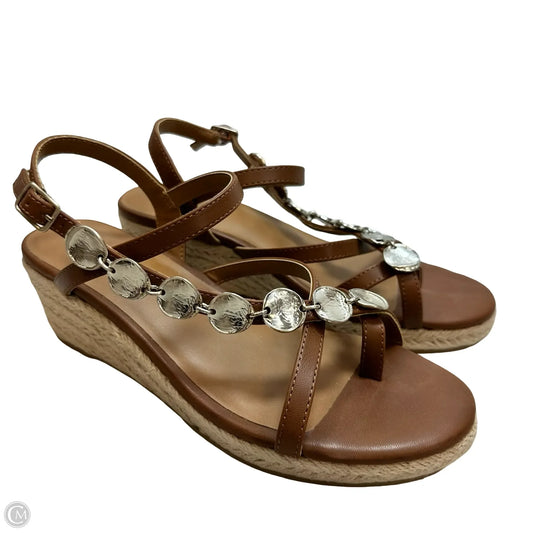 Sandals Heels Wedge By Style And Company In Tan, Size: 7