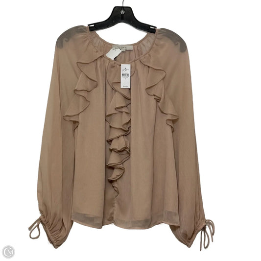 Top Long Sleeve By Loft In Taupe, Size: S