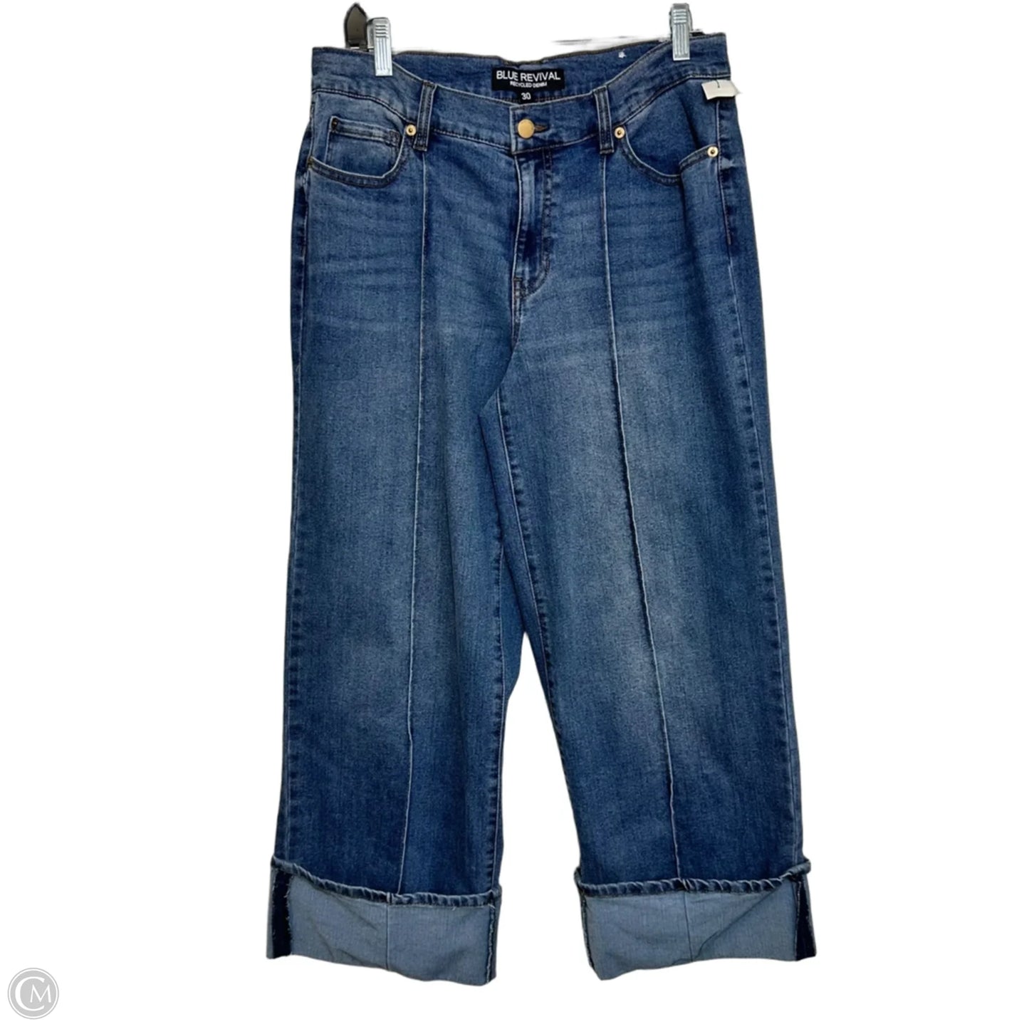 Jeans Cropped By BLUE REVIVAL  In Blue Denim, Size: 10