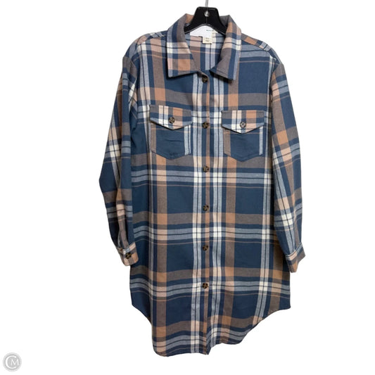 Jacket Shirt By Happily Grey In Plaid Pattern, Size: M