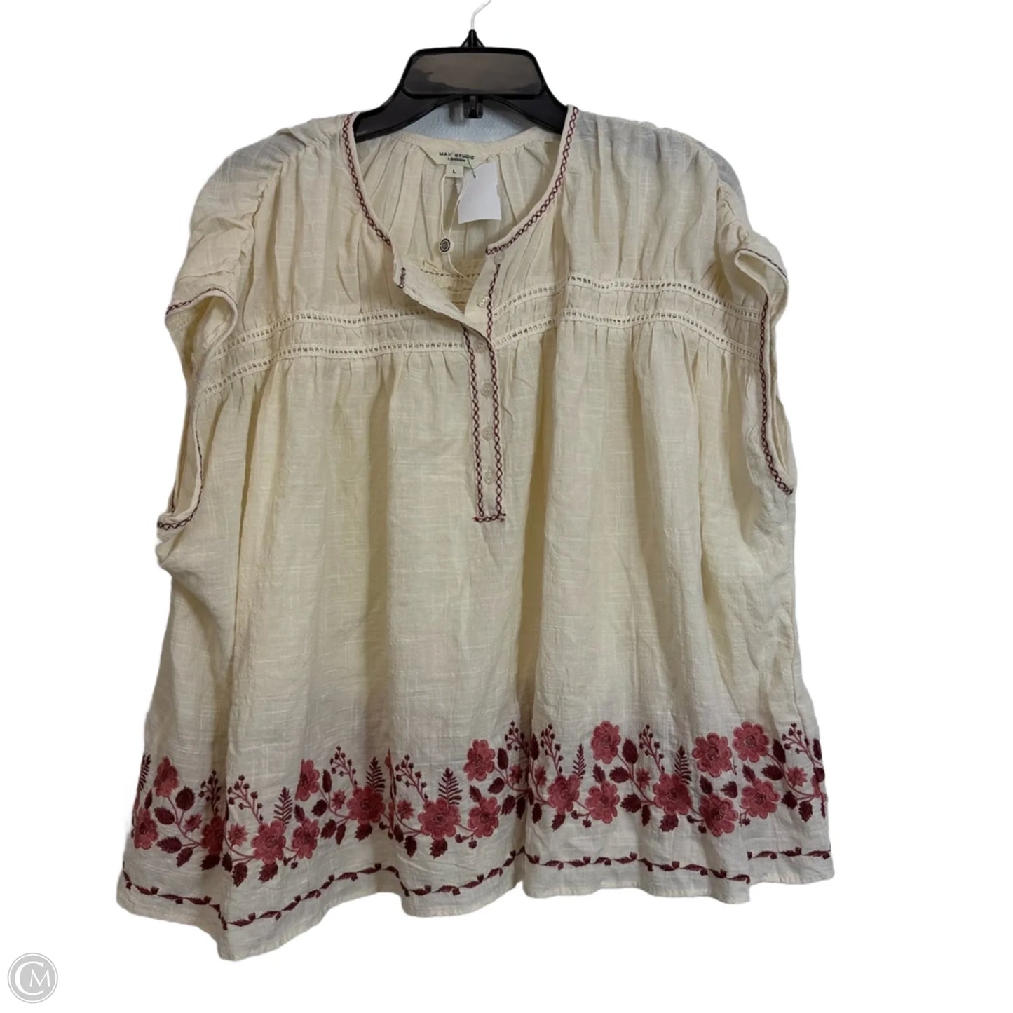 Top Sleeveless By Max Studio In Cream, Size: L