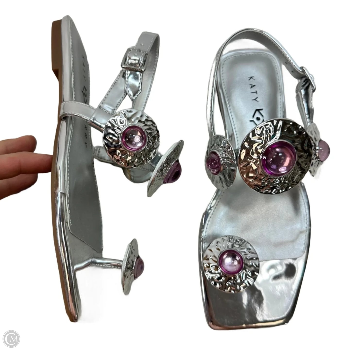 Sandals Flats By Katy Perry In Silver, Size: 5.5