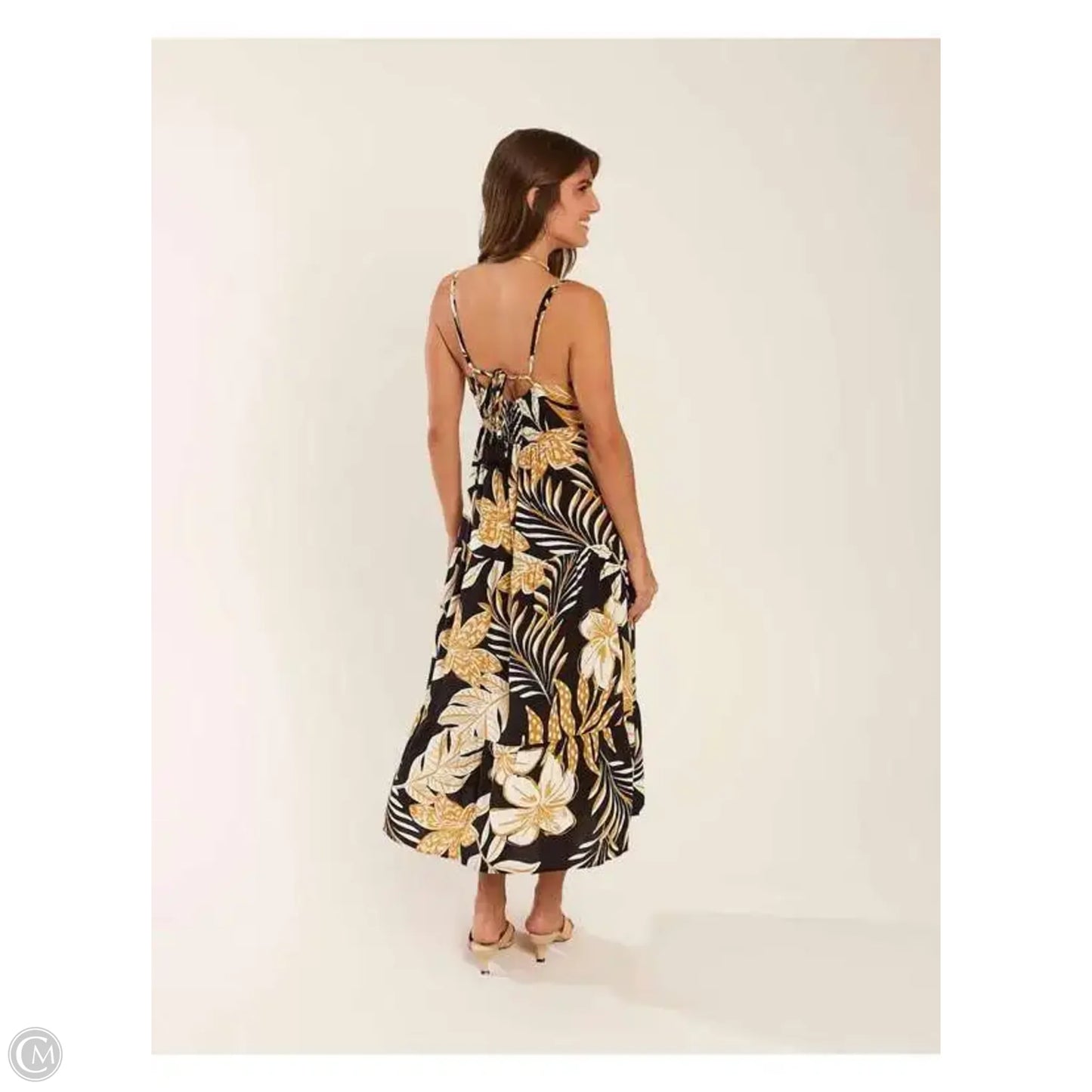 Dress Casual Midi By Clothes Mentor In Tropical Print, Size: L