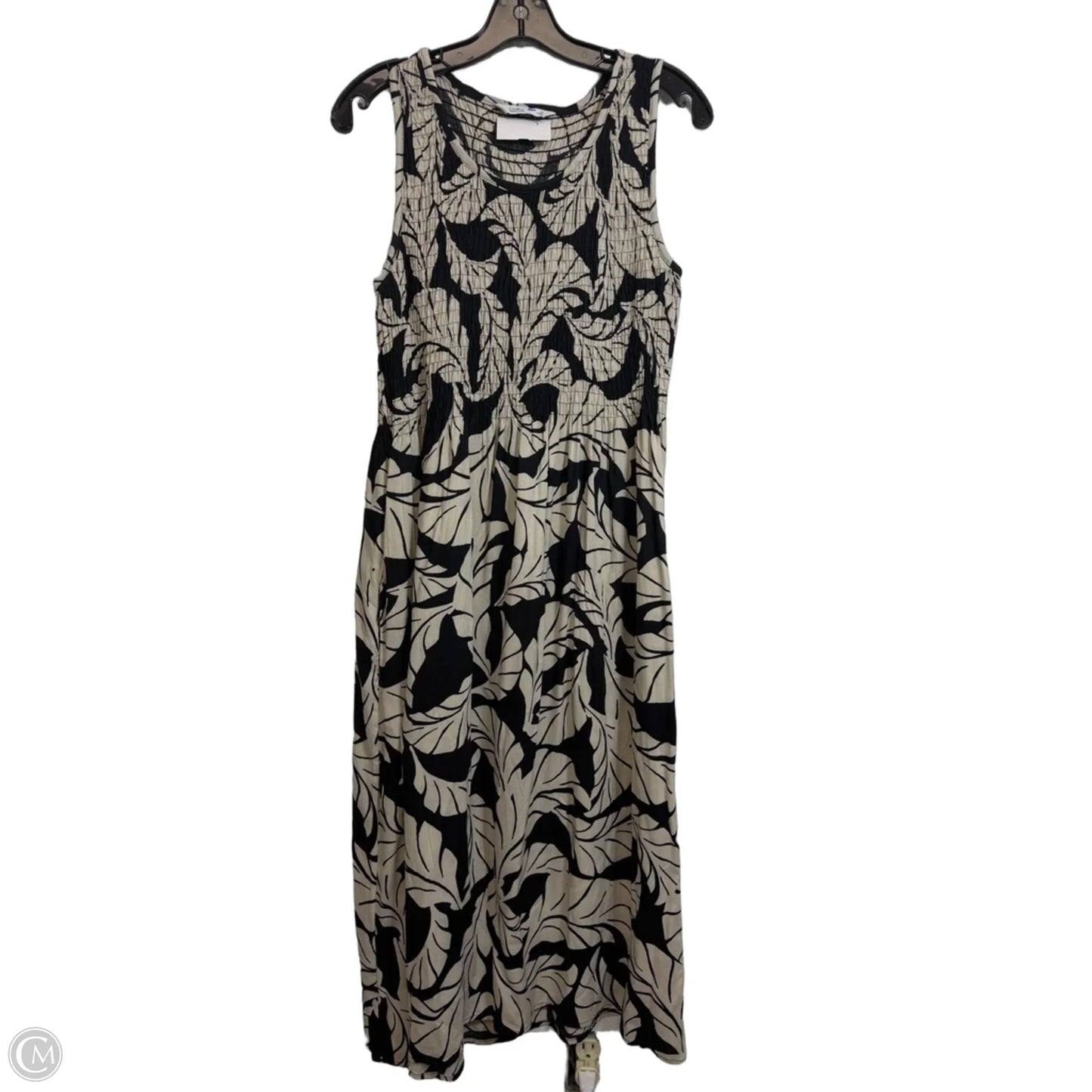 Dress Casual Midi By Croft And Barrow In Black & Cream, Size: M