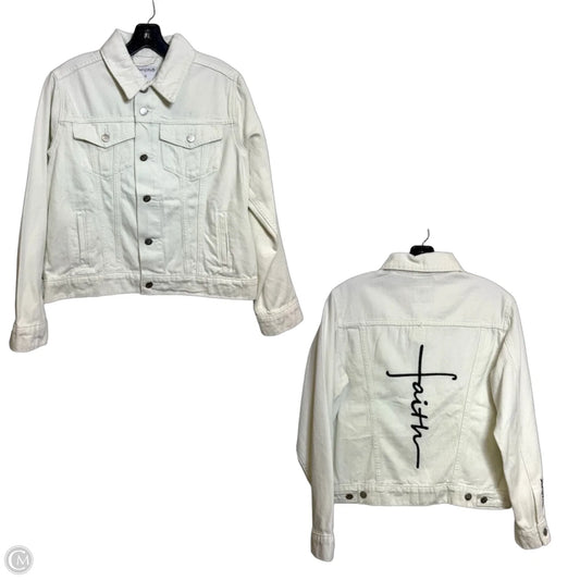 Jacket Denim By Clothes Mentor In White, Size: S