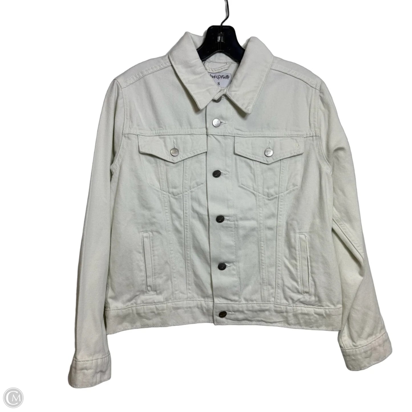 Jacket Denim By Clothes Mentor In White, Size: S