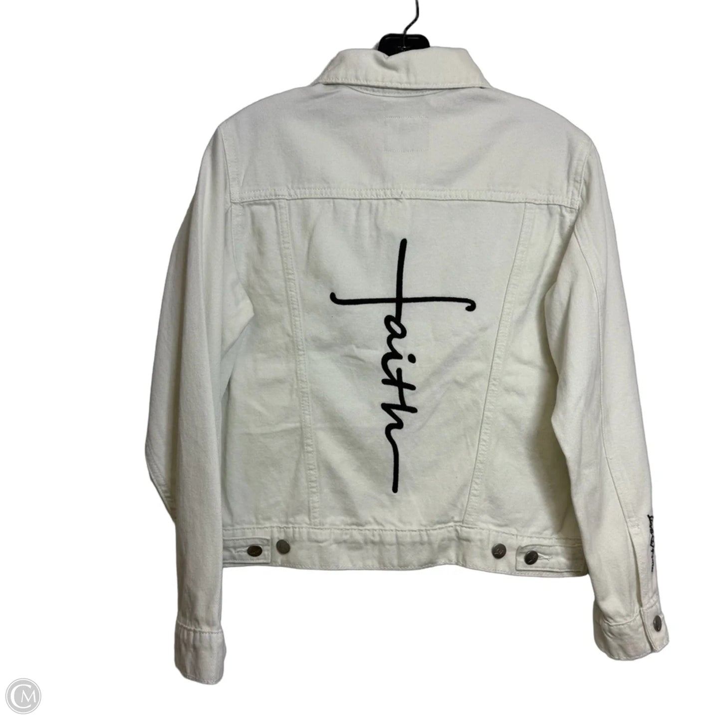 Jacket Denim By Clothes Mentor In White, Size: S