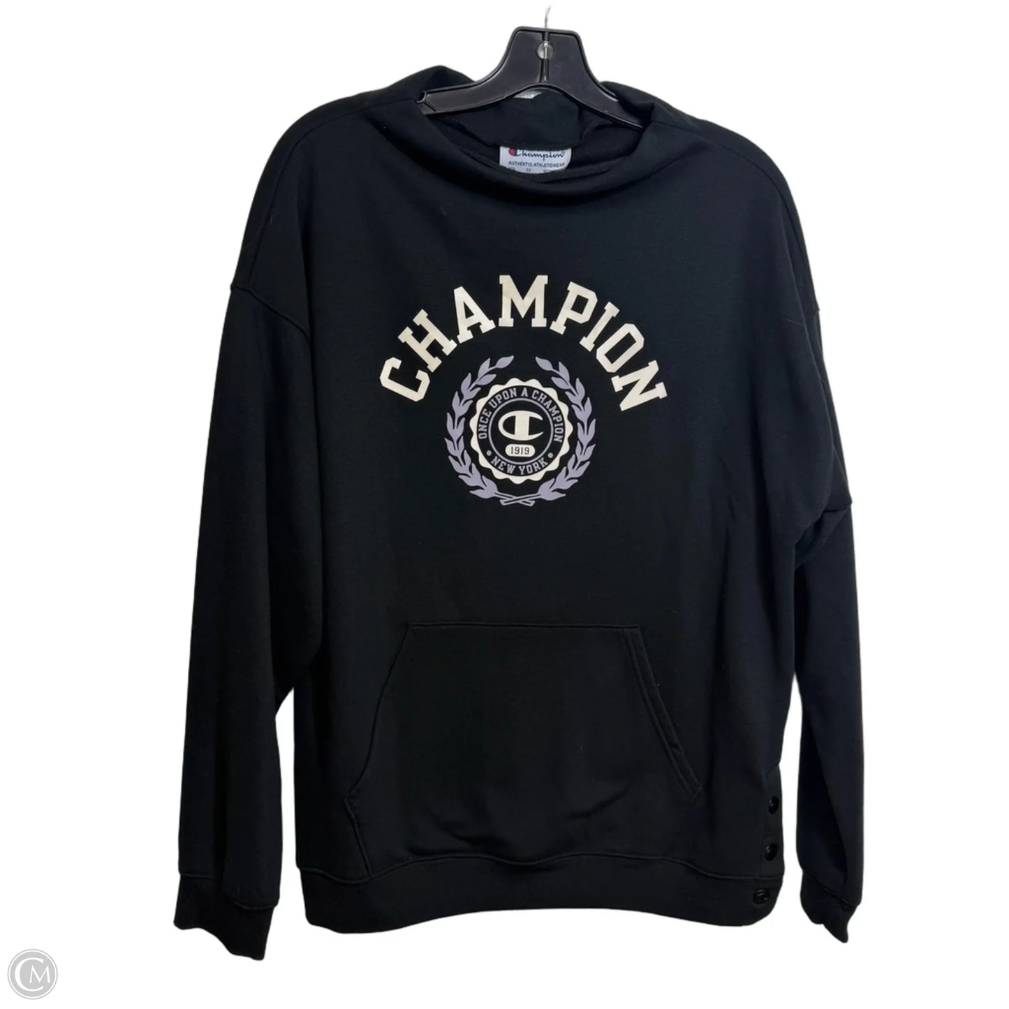 Sweatshirt long Sleeve By Champion In Black, Size: M
