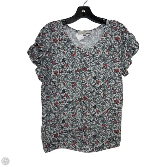 Top Short Sleeve By Loft In Floral Print, Size: S
